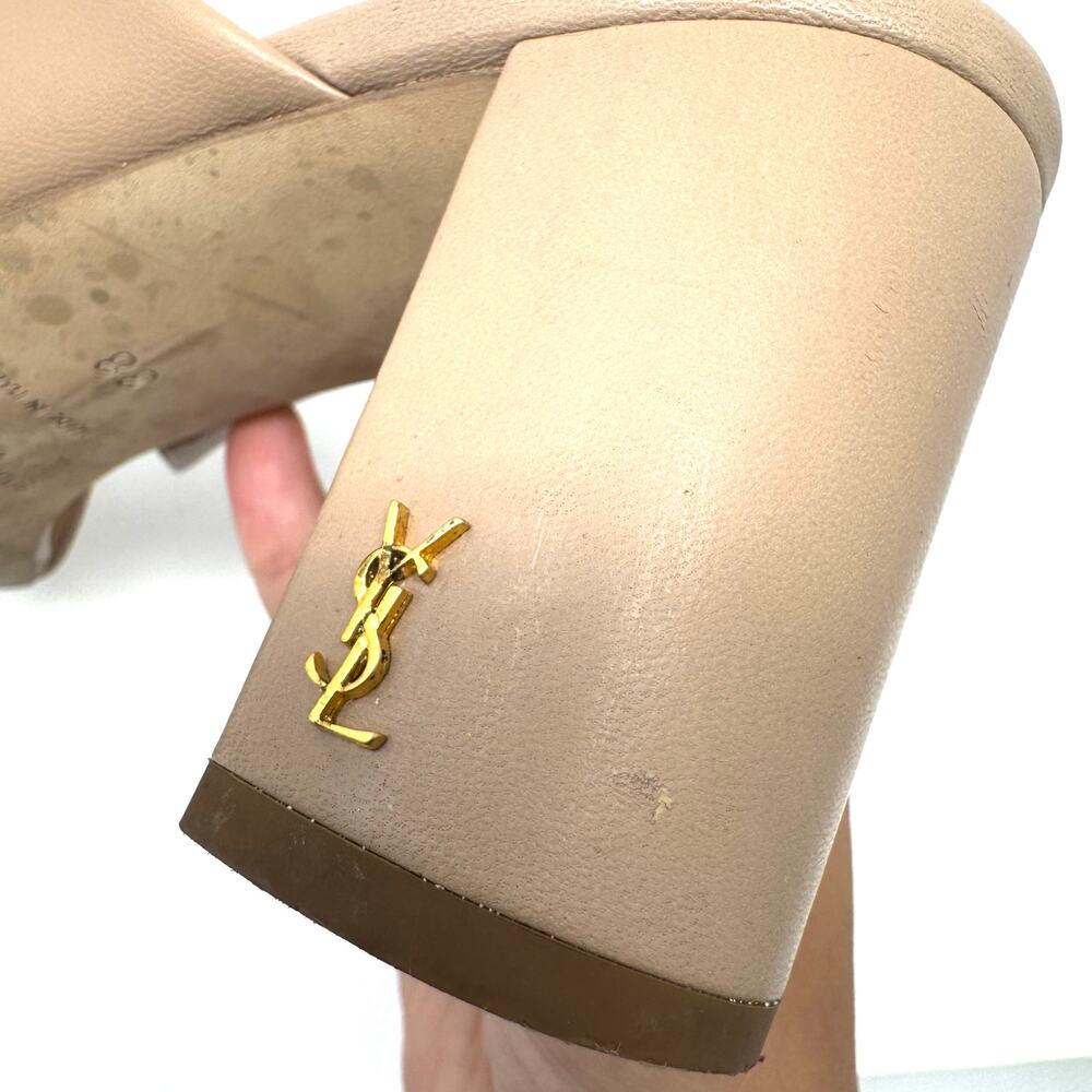 Saint Laurent Loulou Crisscross Leather Mules in Nude Beige – Size 38 | 8 - Picture 10 of 14